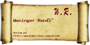 Weninger René névjegykártya